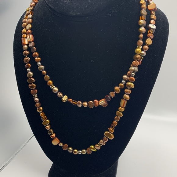 💝Vintage Genuine Freshwater Baroque Pearl & Stone Necklace - Picture 4 of 4